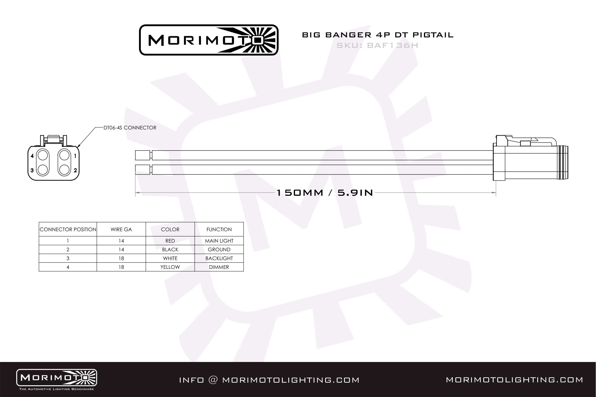 Morimoto Deutsch DT 4-Pin Pigtail: (6in / Each)