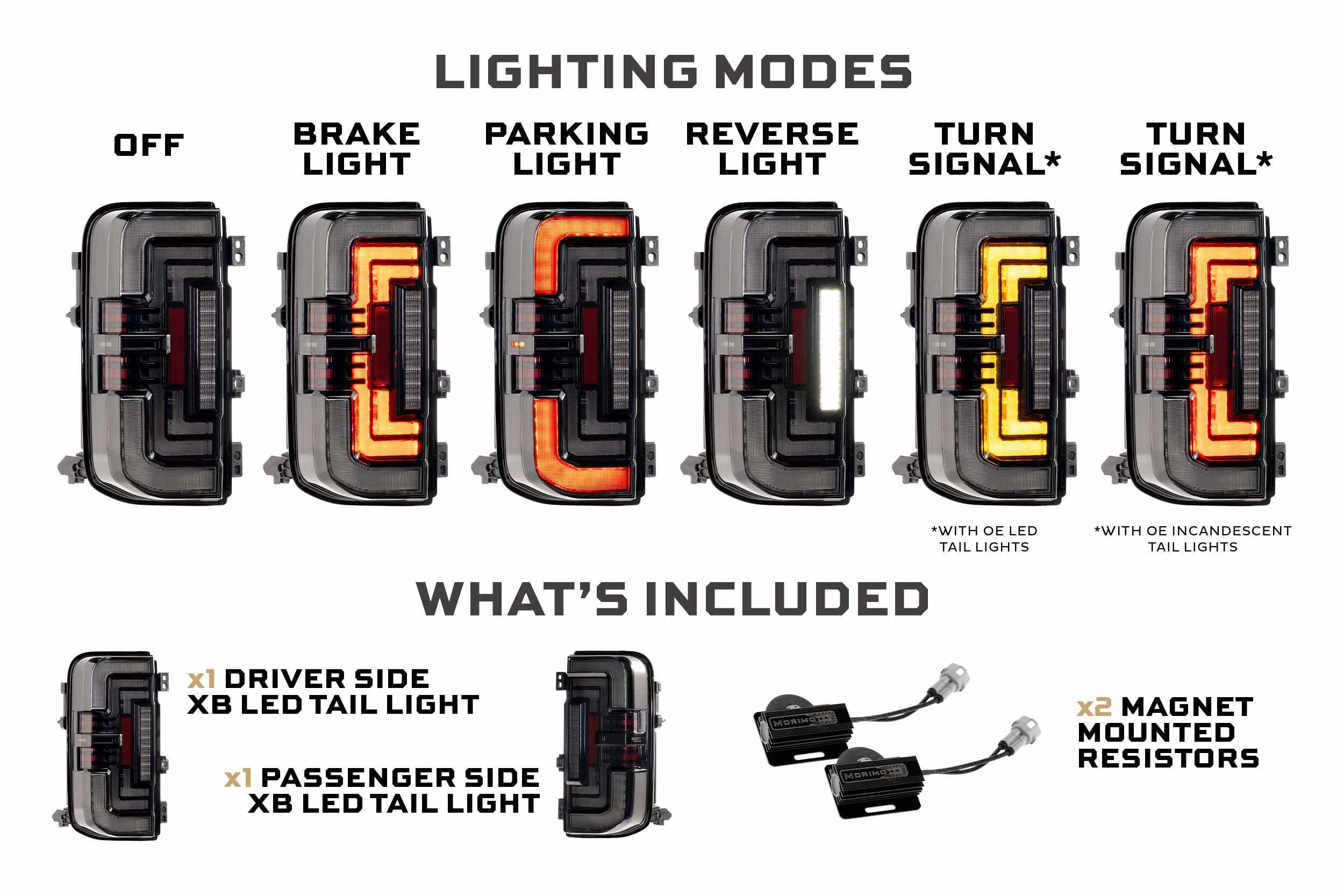 Morimoto XB LED Tail Lights: Ford Bronco (21+ / Smoked Lens / Set)