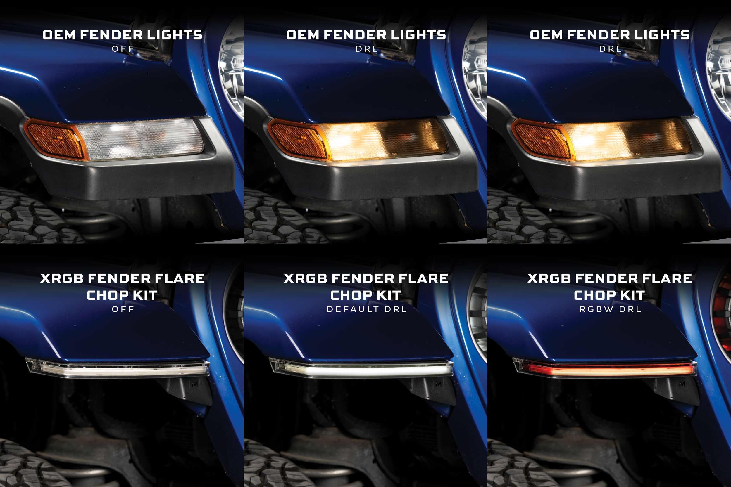 Morimoto Standard Jeep JL / JT XRGB Fender Flare Chop Kit (Set)