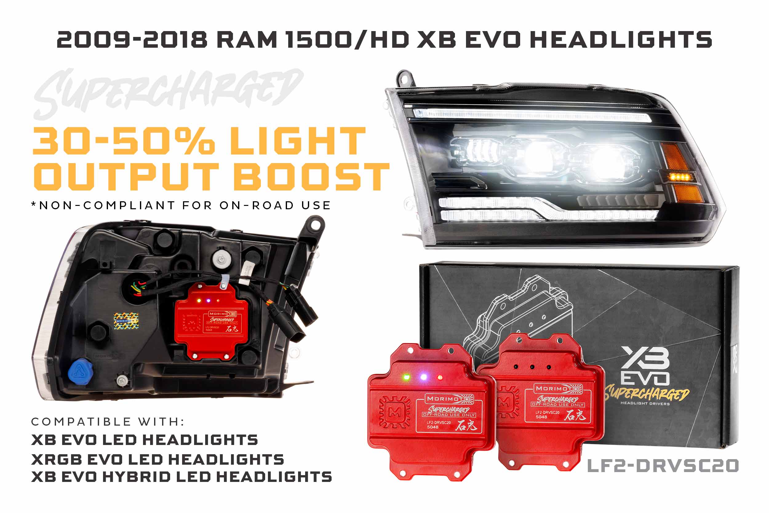Morimoto XB Evo Headlights: 09-18 Dodge Ram (Set)